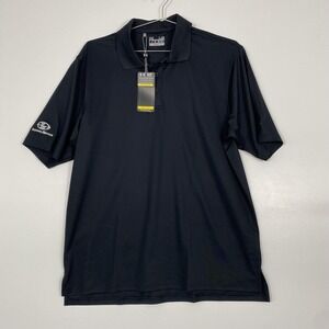 NWT Under Armour Polo Shirt Mens Large Black HeatGear Golf Loose UPF 50+ Logo
